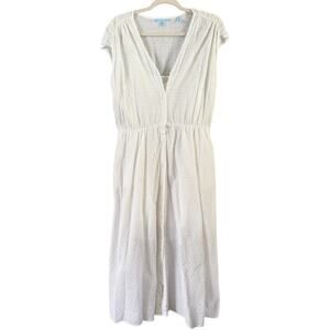 Draper James Midi Dress Eyelet Button Front Willow White Button Front Size 10
